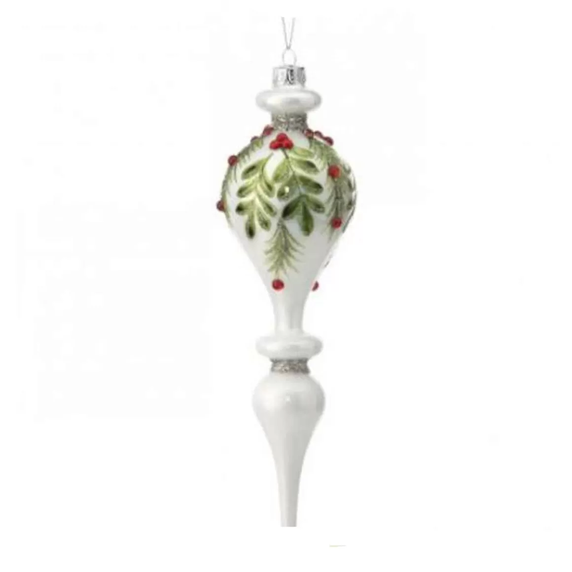 Christmas Place 10In White Glass Berry Finial Sale