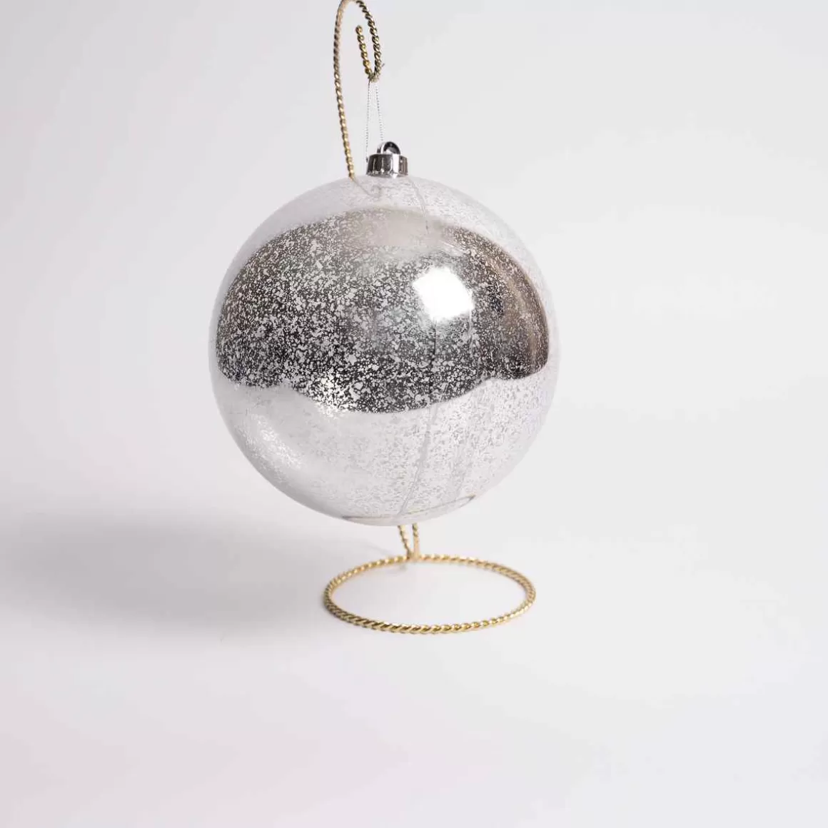 Christmas Place 200Mm Silver Mercury Ball Ornament New