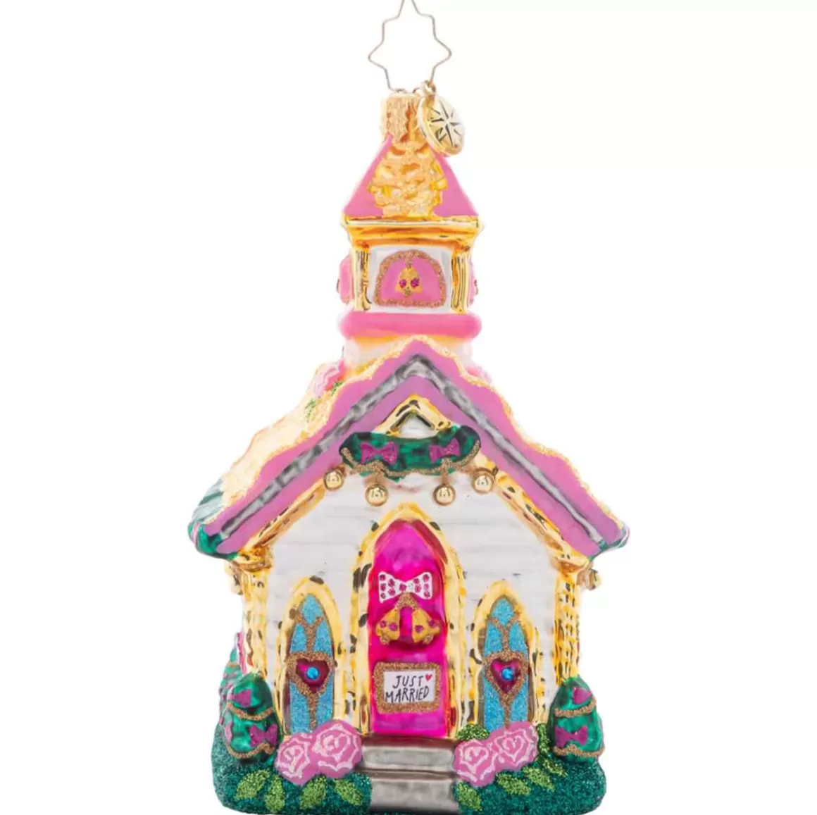 Christmas Place 2023 Charming Wedding Chapel Glass Ornament Store