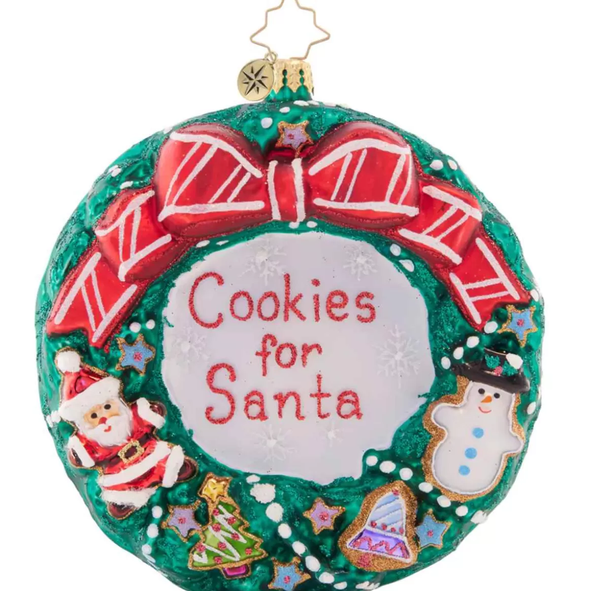 Christmas Place 2023 Cheerful Cookie Wreath Glass Ornament Discount