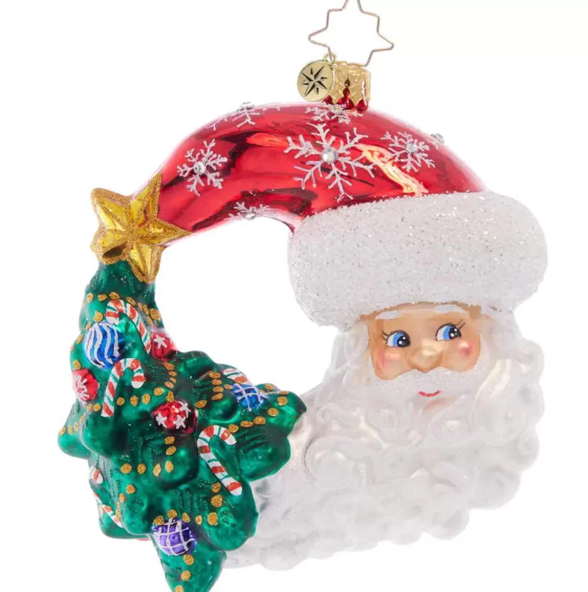 Christmas Place 2023 Christmas With A Grin Santa Glass Ornament Best