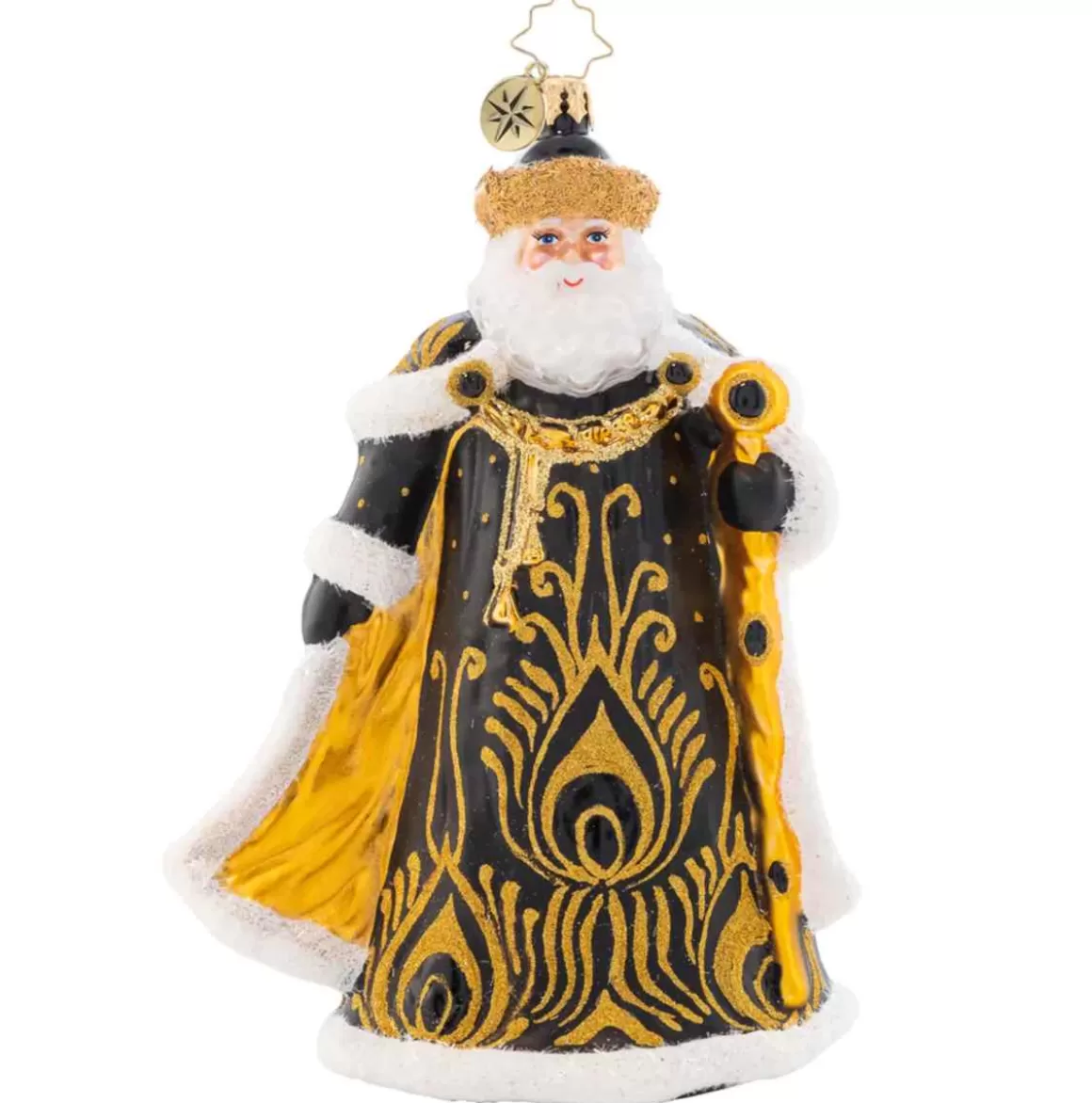 Christmas Place 2023 Ebony Elegance Santa Glass Ornament Shop