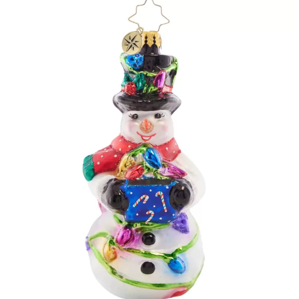 Christmas Place 2023 Light The Night Snowman Glass Ornament New