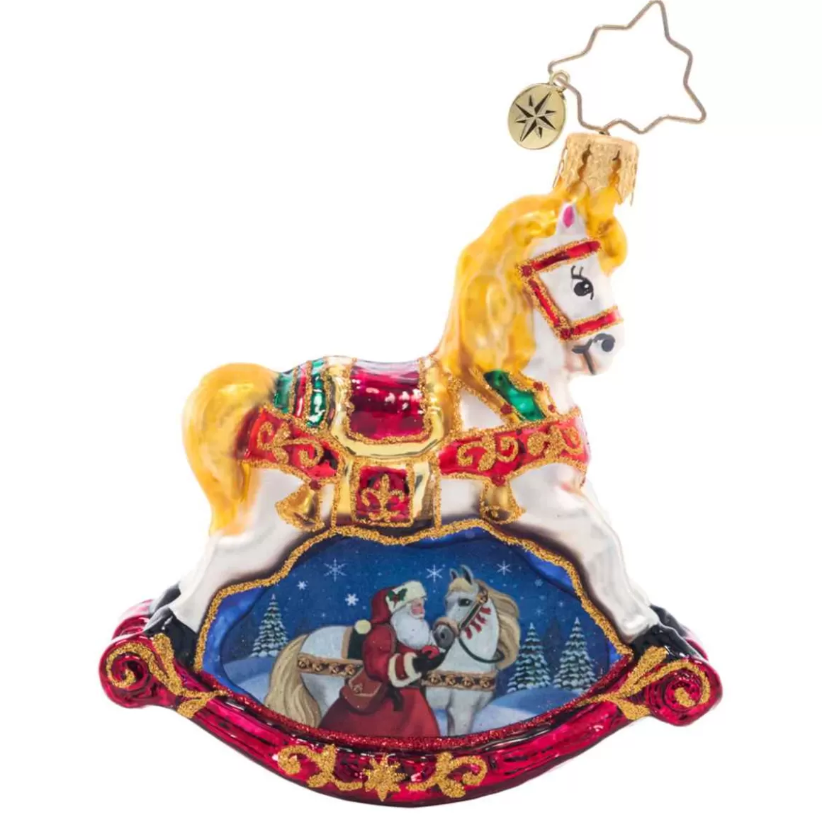 Christmas Place 2023 Resplendent Rocking Horse Glass Gem Ornament Outlet