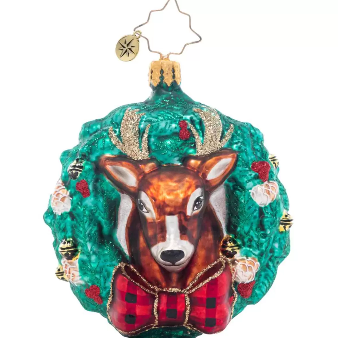 Christmas Place 2023 Rustic Reindeer Wreath Glass Gem Ornament Sale