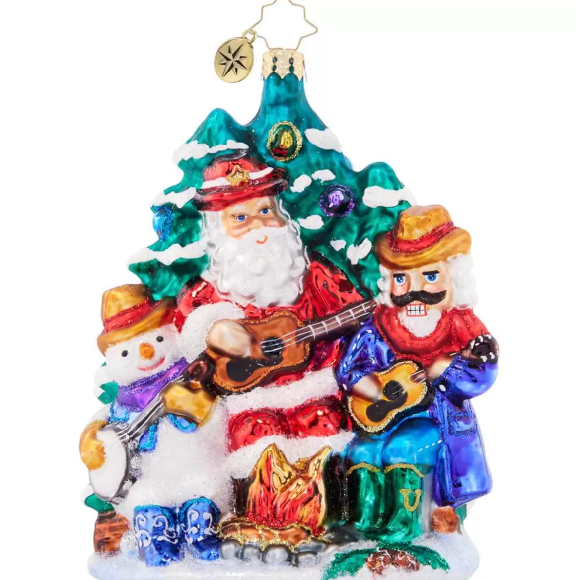 Christmas Place 2023 Santa Fireside Friends Glass Ornament Clearance