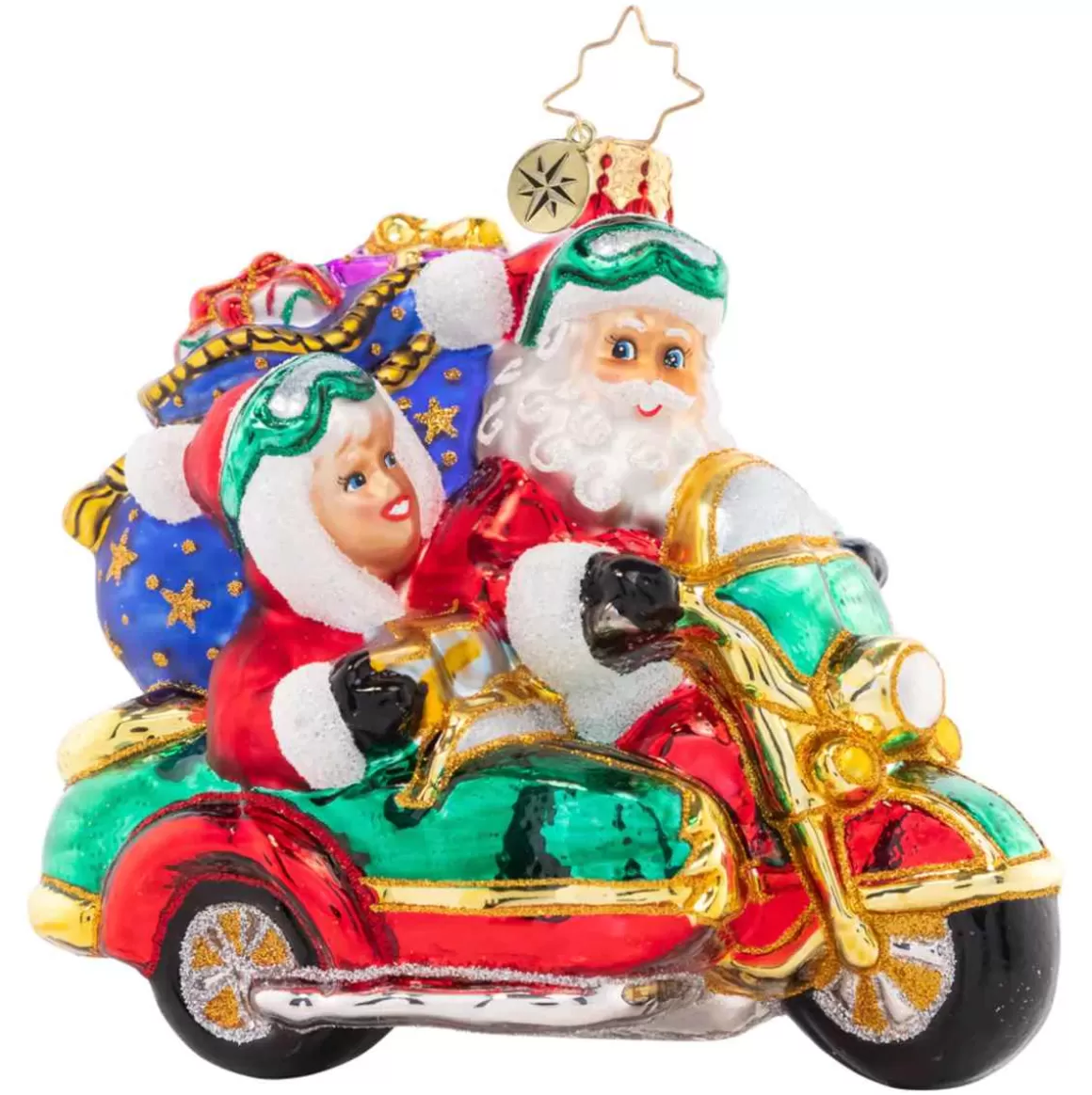 Christmas Place 2023 Santa Sidecar Sidekick Glass Ornament Sale