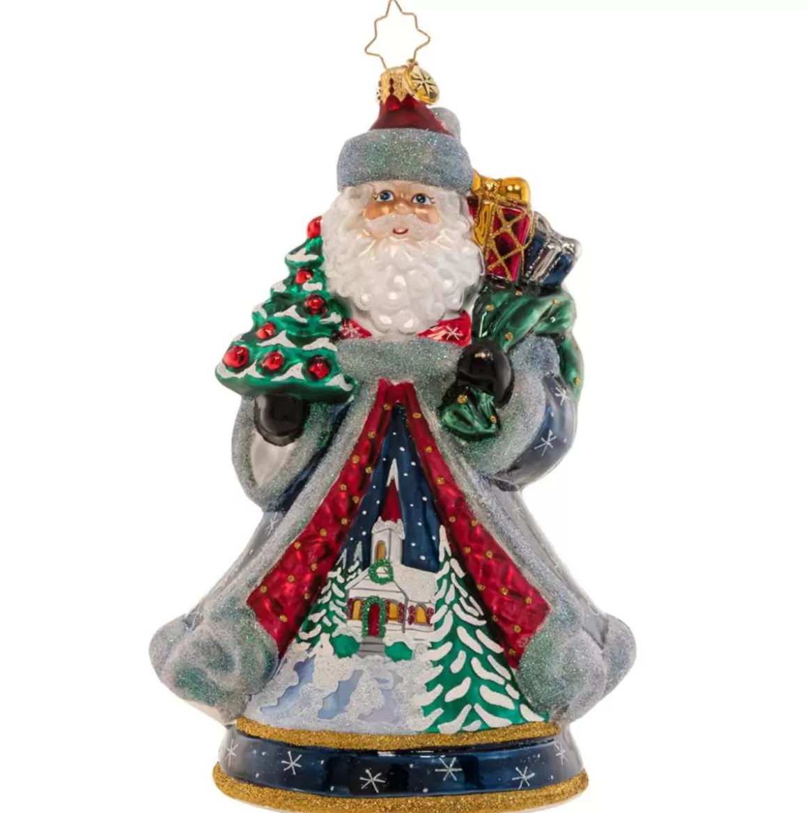 Christmas Place 2023 Santa Snowy Scene Glass Ornament Sale