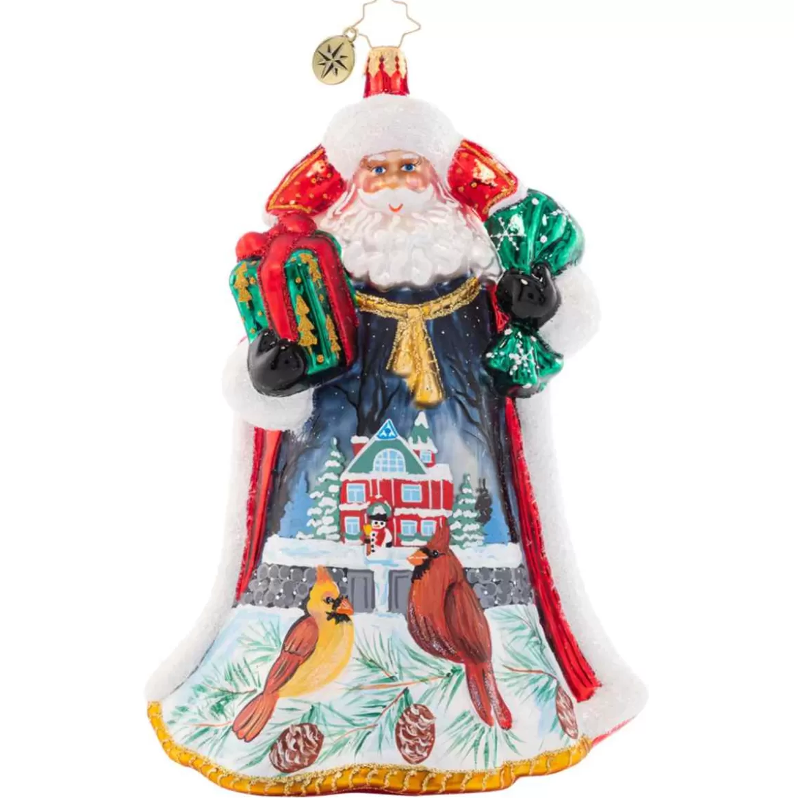 Christmas Place 2023 Santa Snowy Scene Glass Ornament Flash Sale