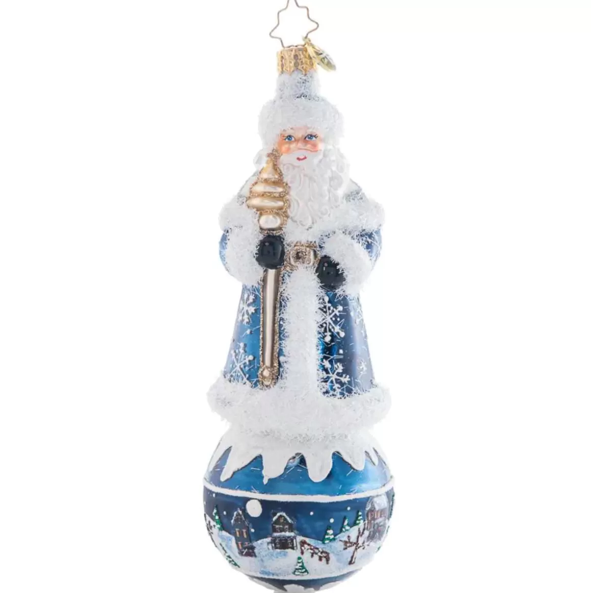 Christmas Place 2023 Snowy Serenity Santa Glass Ornament Outlet