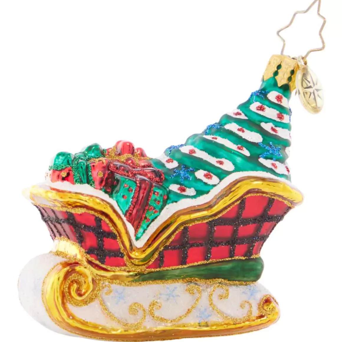 Christmas Place 2023 Snowy Sleighride Glass Gem Ornament Outlet