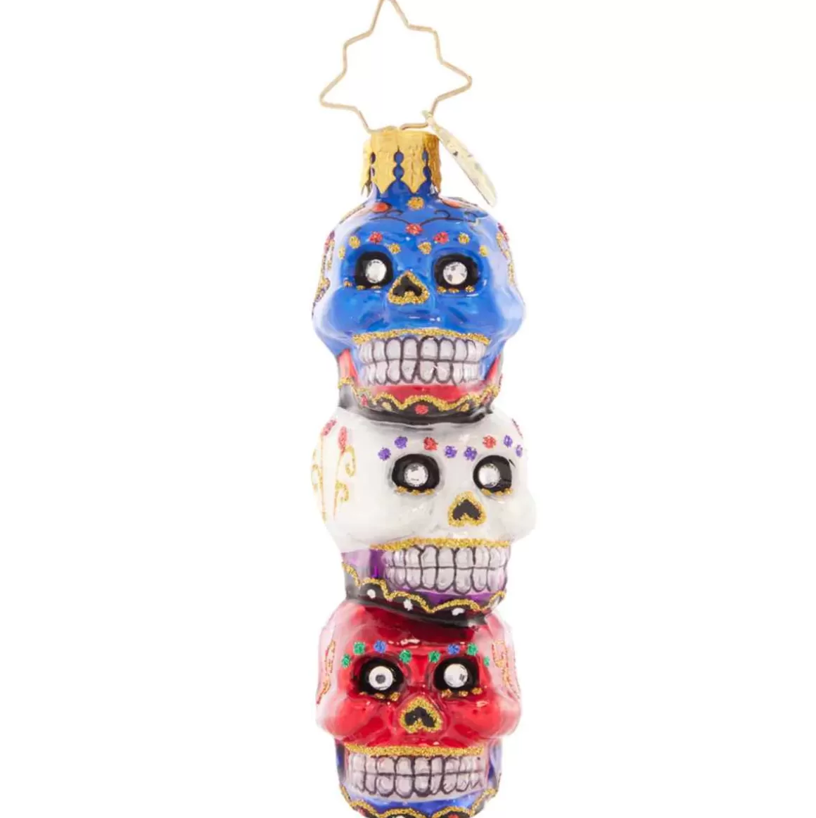 Christmas Place 2023 Spooky Sugar Skulls Glass Gem Ornament Best