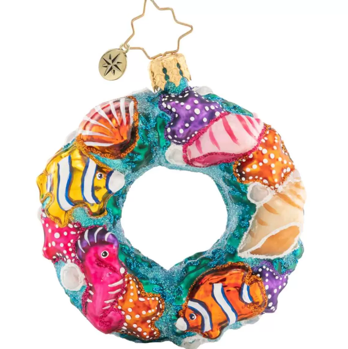 Christmas Place 2023 Under The Sea Wreath Glass Gem Ornament Flash Sale