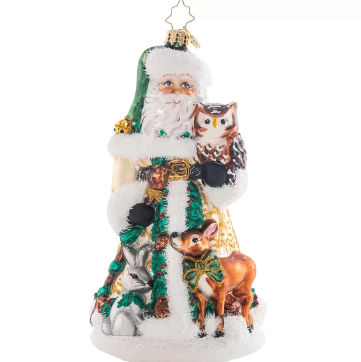 Christmas Place 2023 Woodland Friends Santa Glass Ornament Clearance