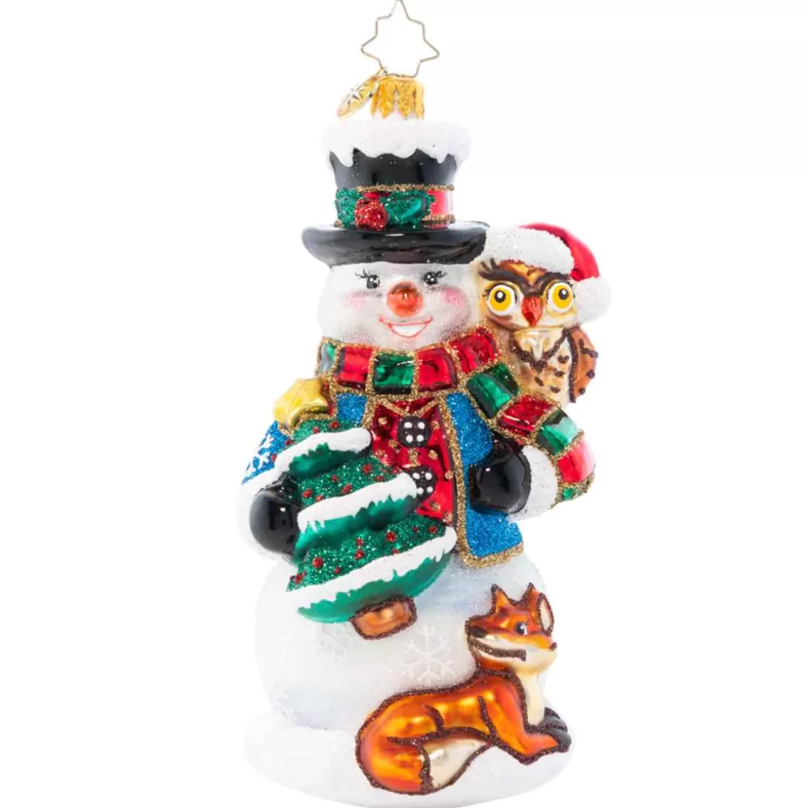 Christmas Place 2023 Woodland Friends Snowman Glass Ornament Cheap