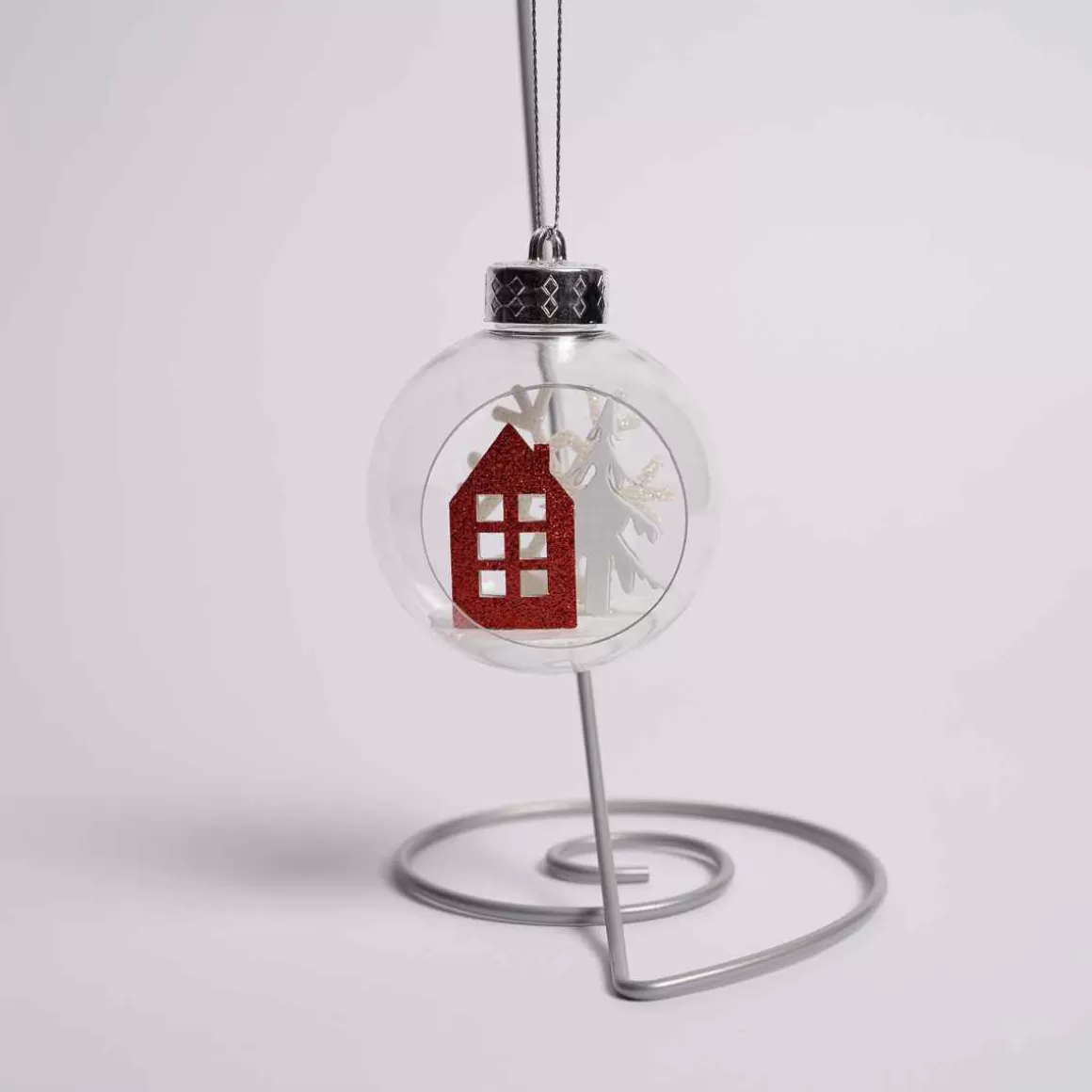 Christmas Place 3 Inch Clear Ornament With House And Tree Shop