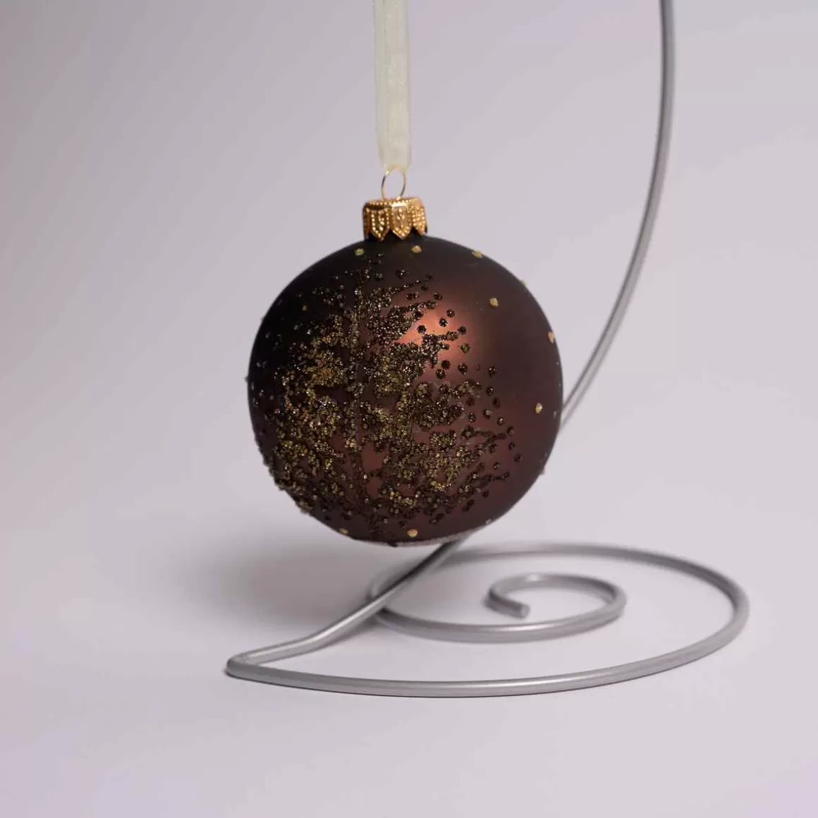 Christmas Place 3 Inch Dark Brown Glass Ball With Tree Cheap