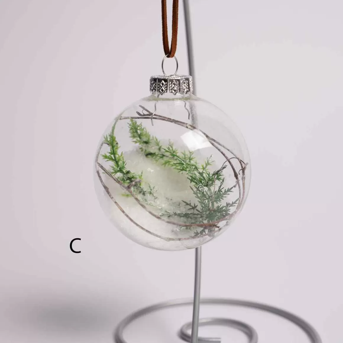 Christmas Place 3 Inch Glass Ball With Greenery Shop