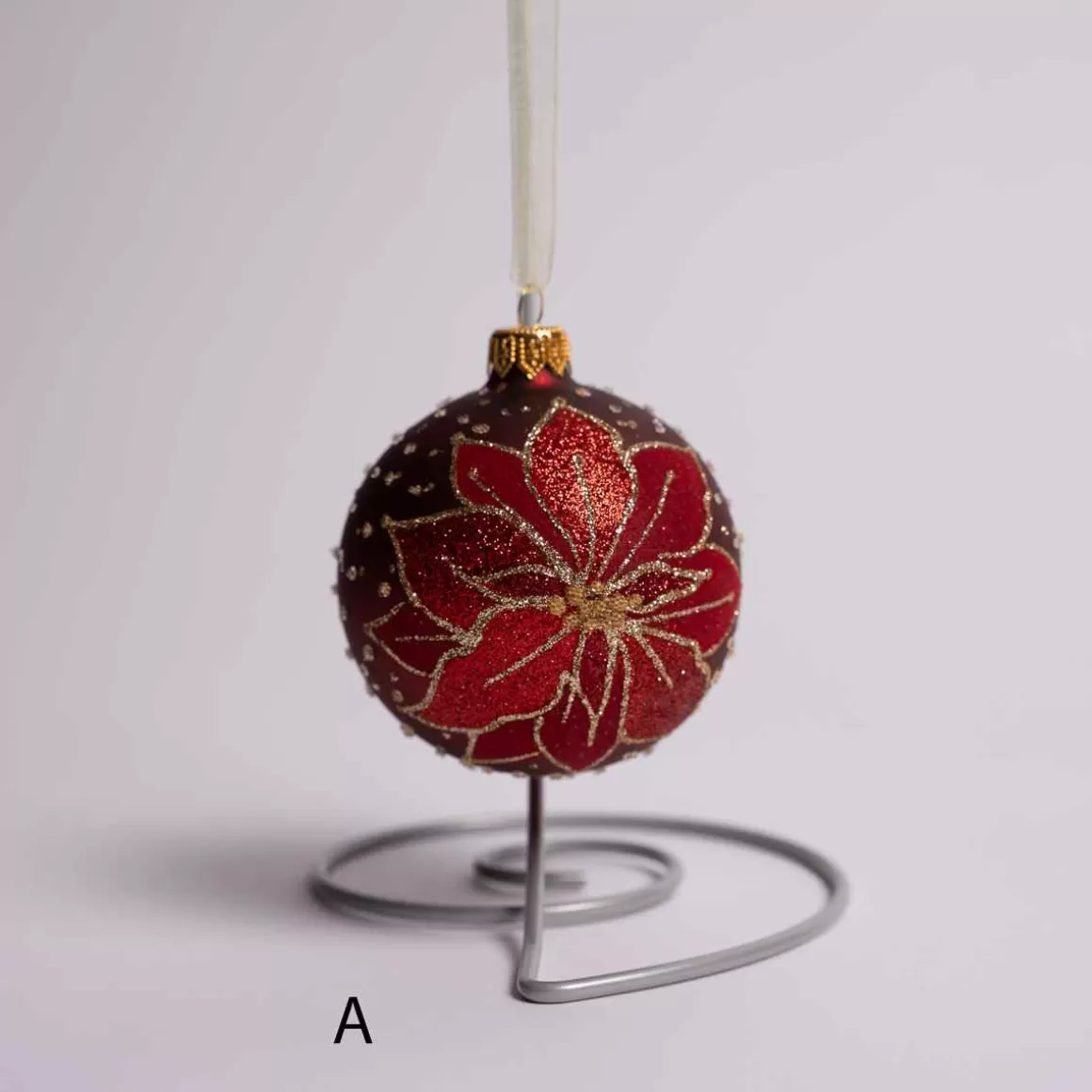 Christmas Place 3 Inch Glass Poinsettia Ball Clearance