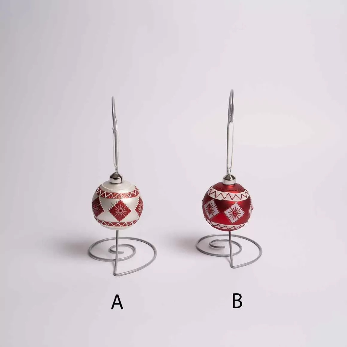 Christmas Place 3 Inch Glass Red And White Diamond Ball Online