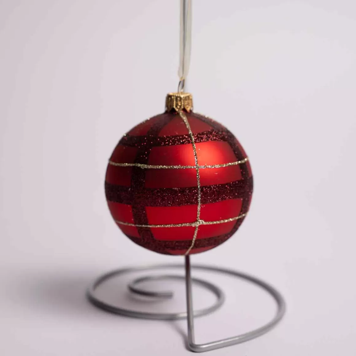 Christmas Place 3 Inch Glass Red Gold Checkered Ball Best