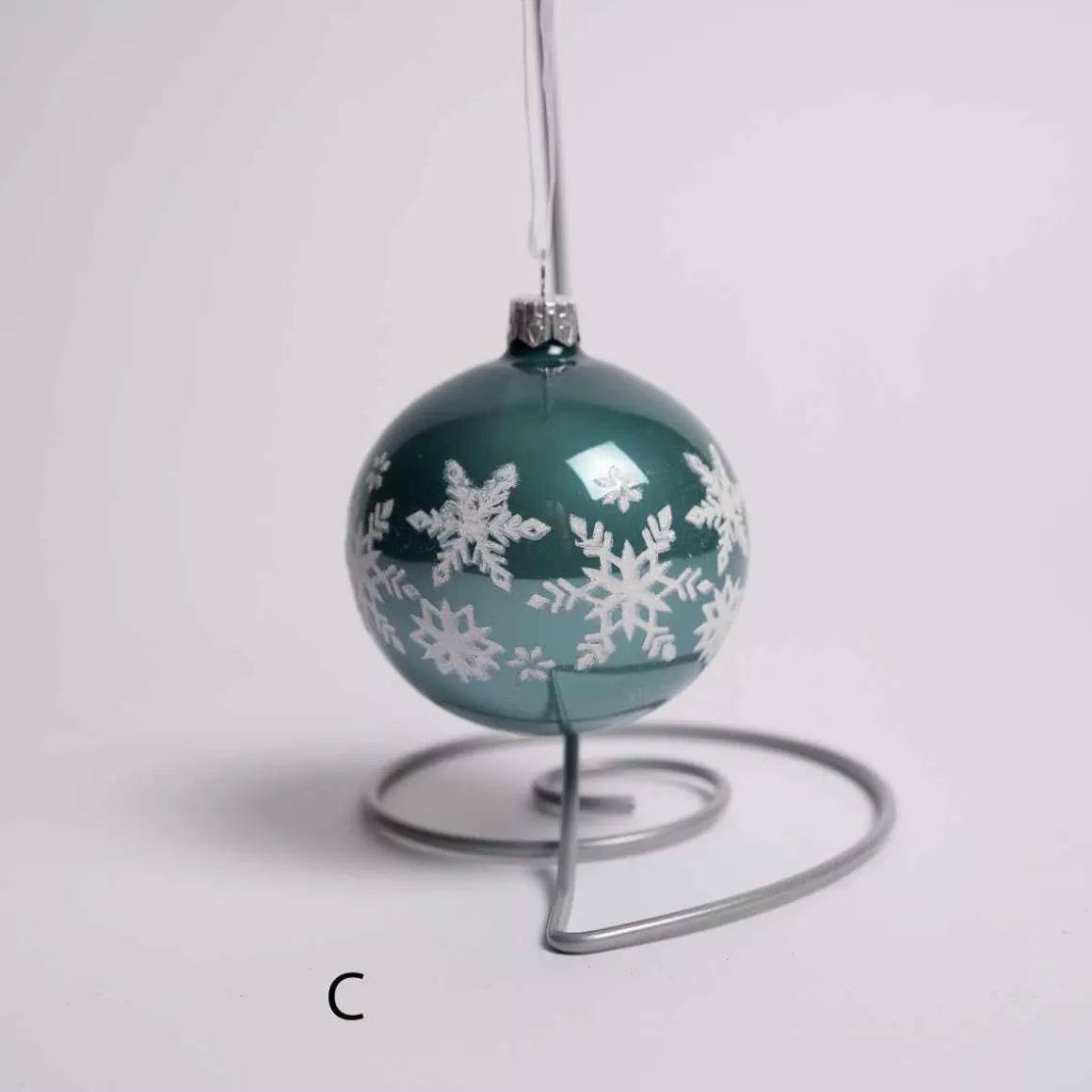 Christmas Place 3 Inch Glass White Blue Snowflake Ball Fashion