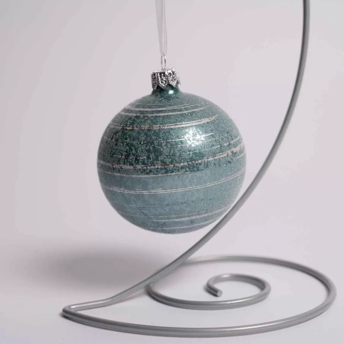 Christmas Place 3 Inch Light Blue Glass Striped Ball Cheap