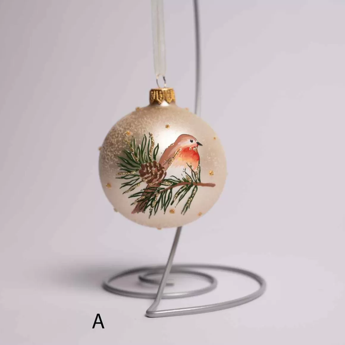 Christmas Place 3 Inch Pearl Glass Ball With Bird Discount