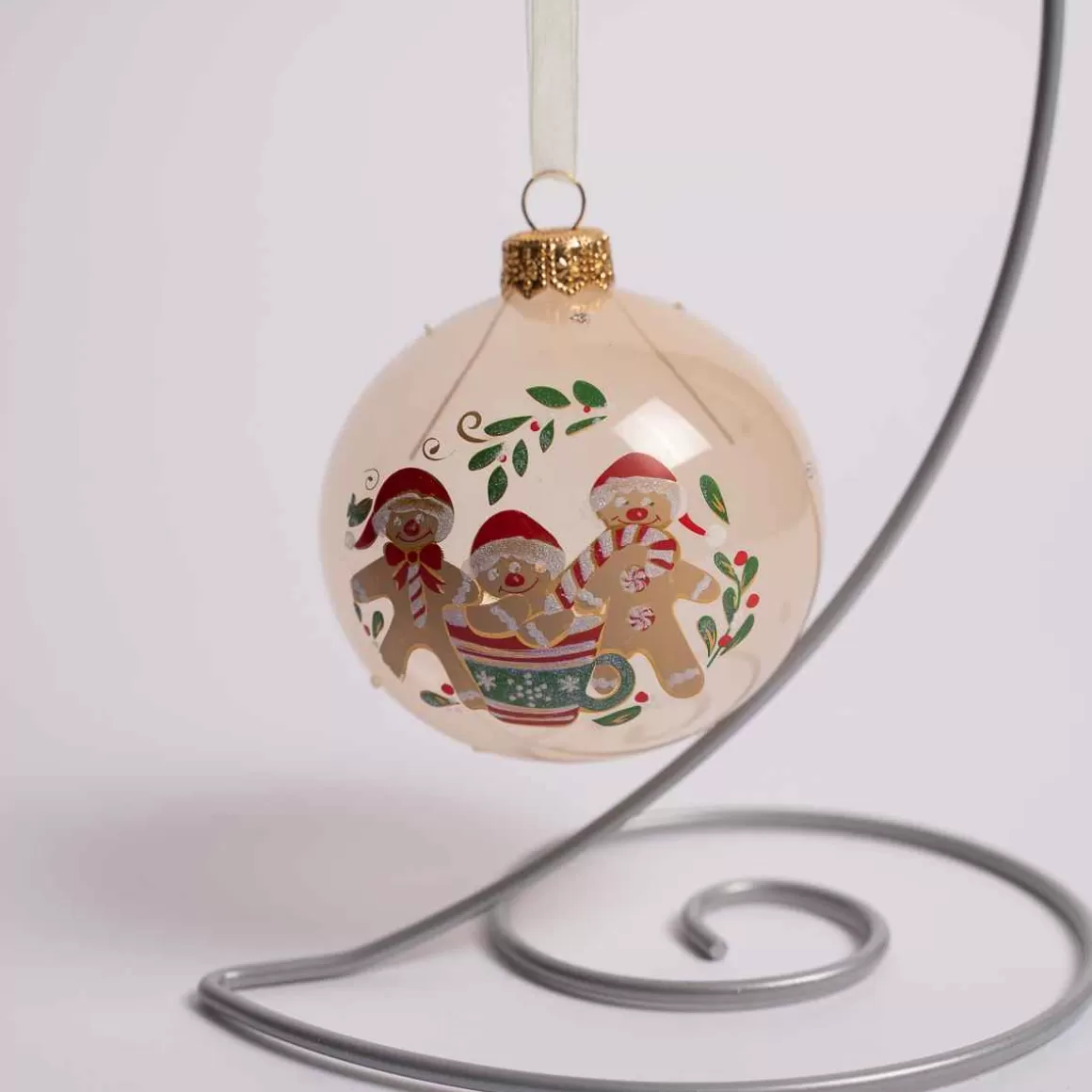 Christmas Place 3 Inch Pearl Glass Ball With Gingerbread Men Sale