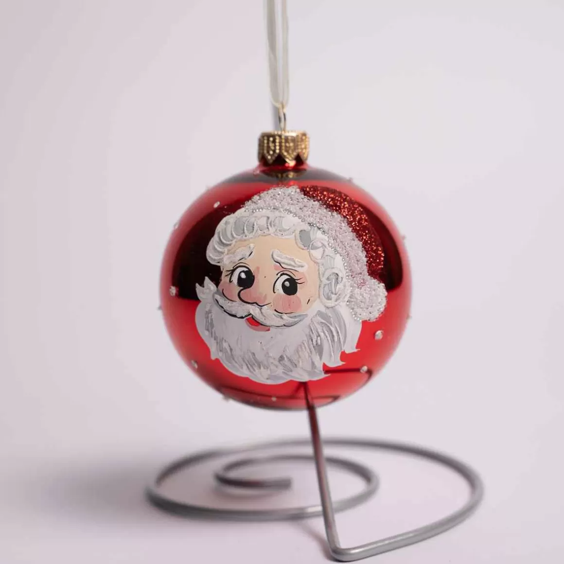 Christmas Place 3 Inch Red Glass Ball With Santa Face Flash Sale