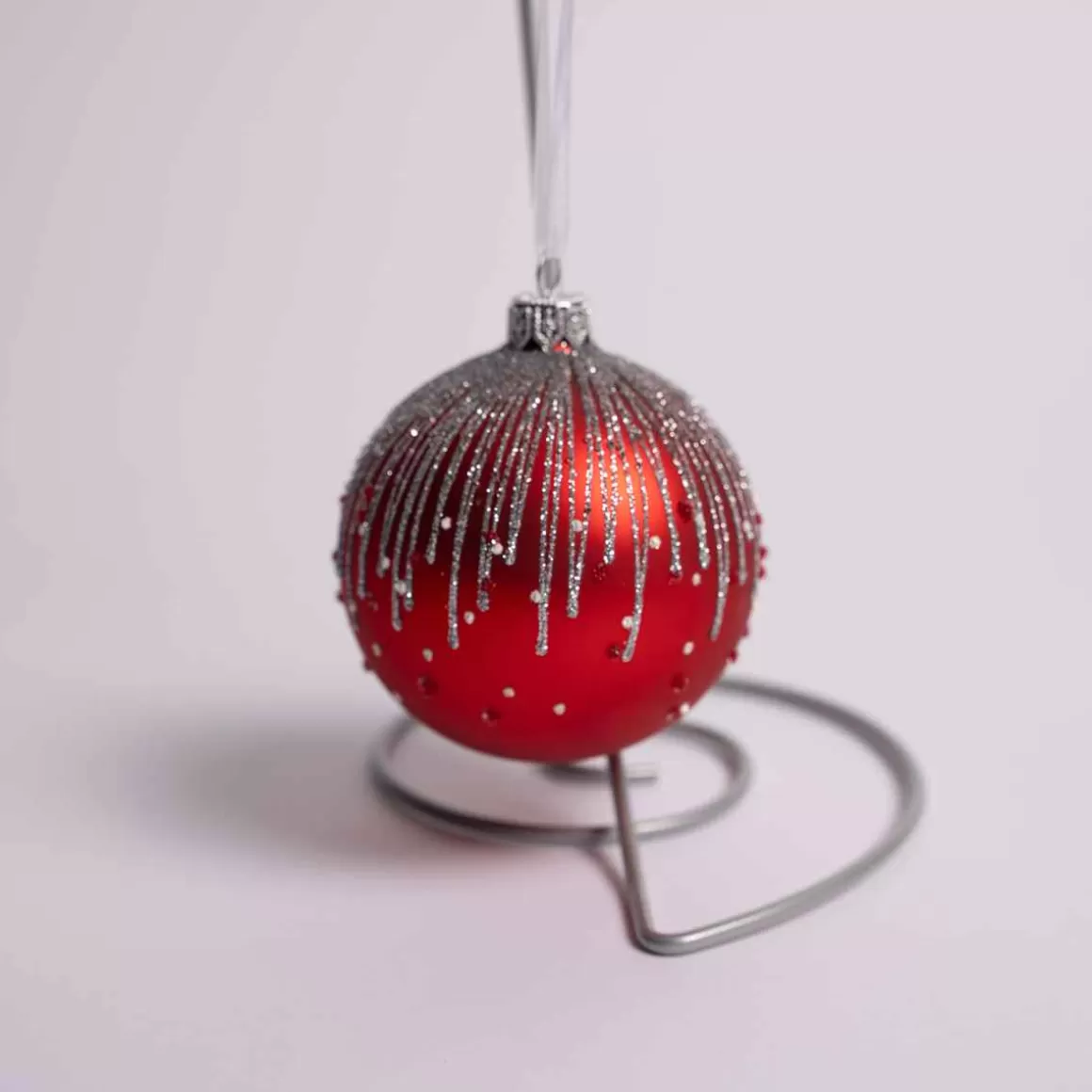 Christmas Place 3 Inch Red Glass Ball With Silver Dripping Best Sale