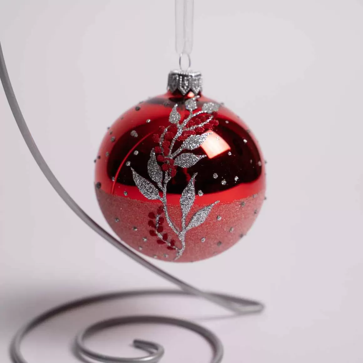 Christmas Place 3 Inch Red Glass Ball With Silver Leaf Online