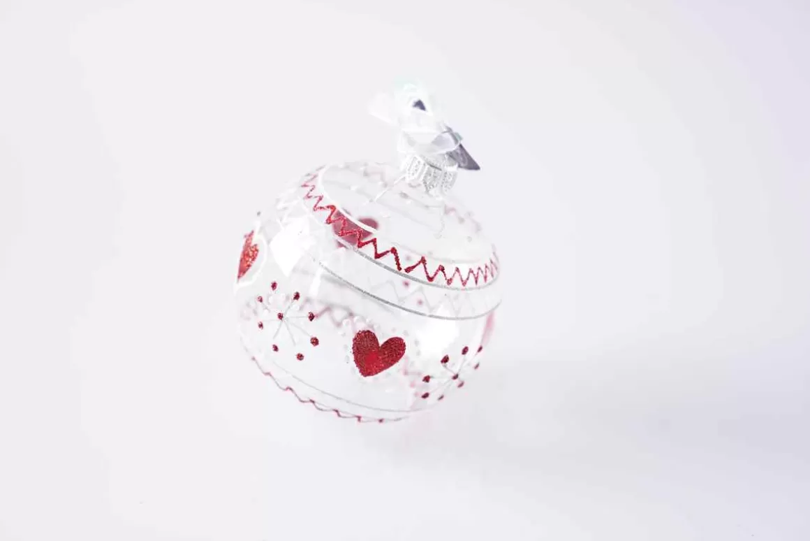 Christmas Place 3In Glass Clear Heart Ball Flash Sale