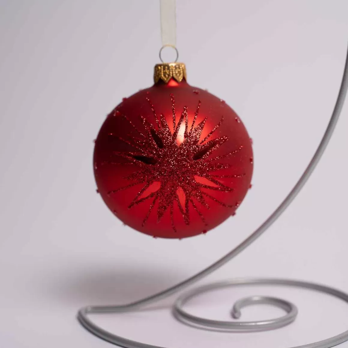 Christmas Place 3Inch Red Glass Ball With Snowflake Best Sale