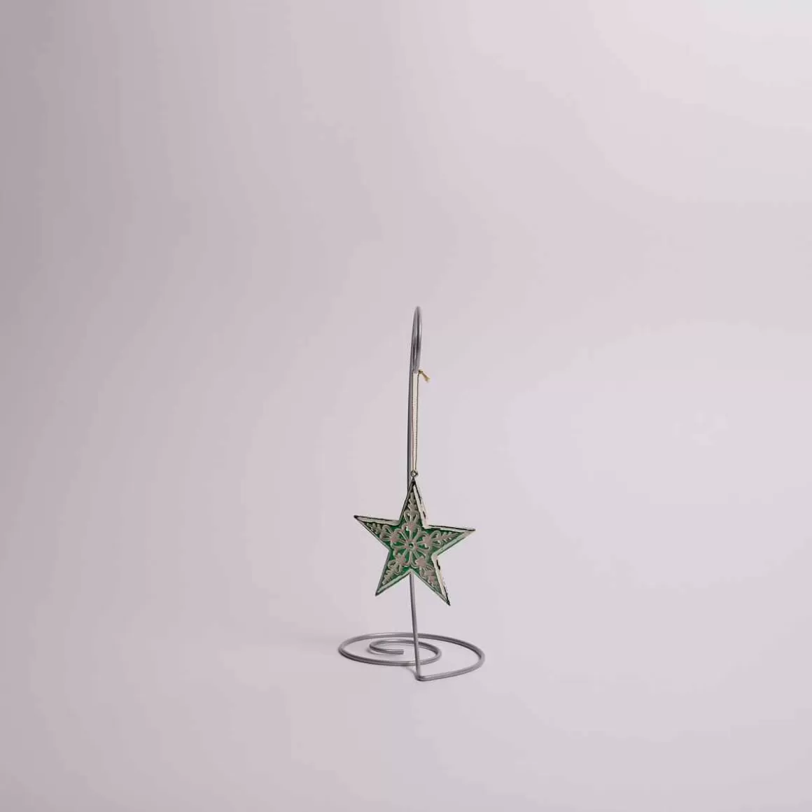 Christmas Place 4 Inch Green Distressed Carved Star New