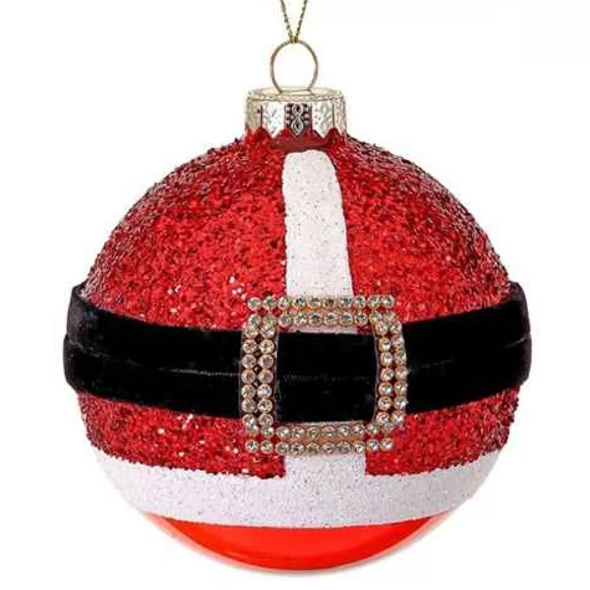 Christmas Place 4In Glass Glitter Santa Ball Ornament Shop