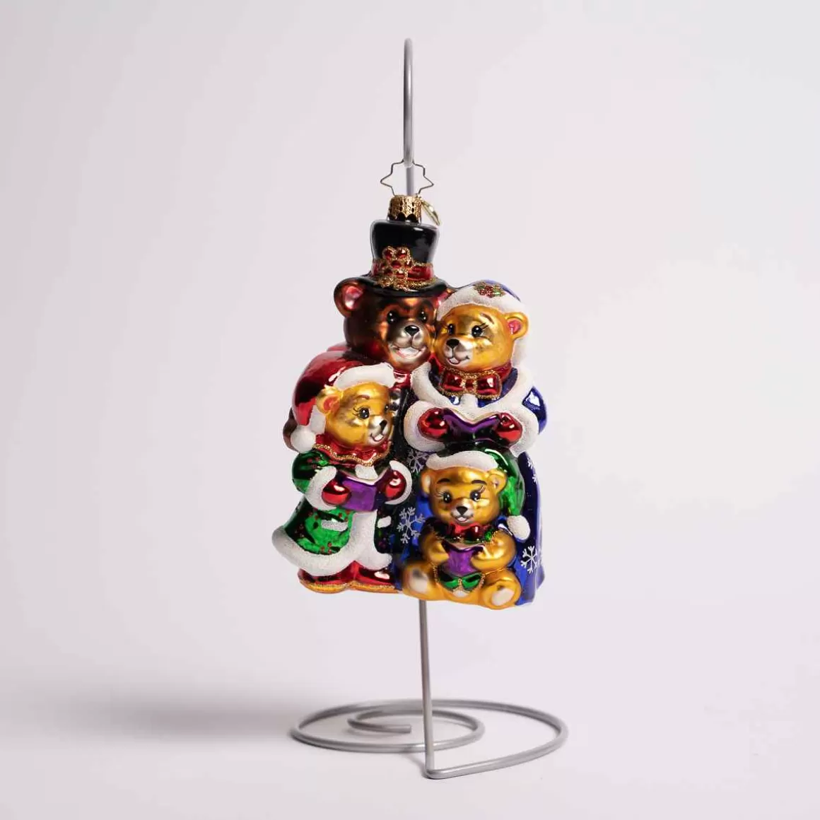 Christmas Place Bear Family Carolers Glass Ornament Fashion