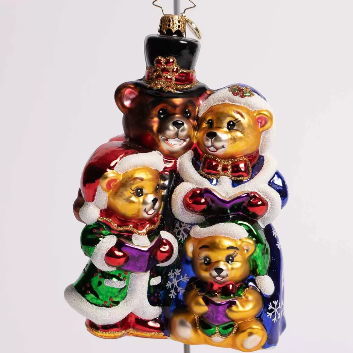 Christmas Place Bear Family Carolers Glass Ornament Fashion