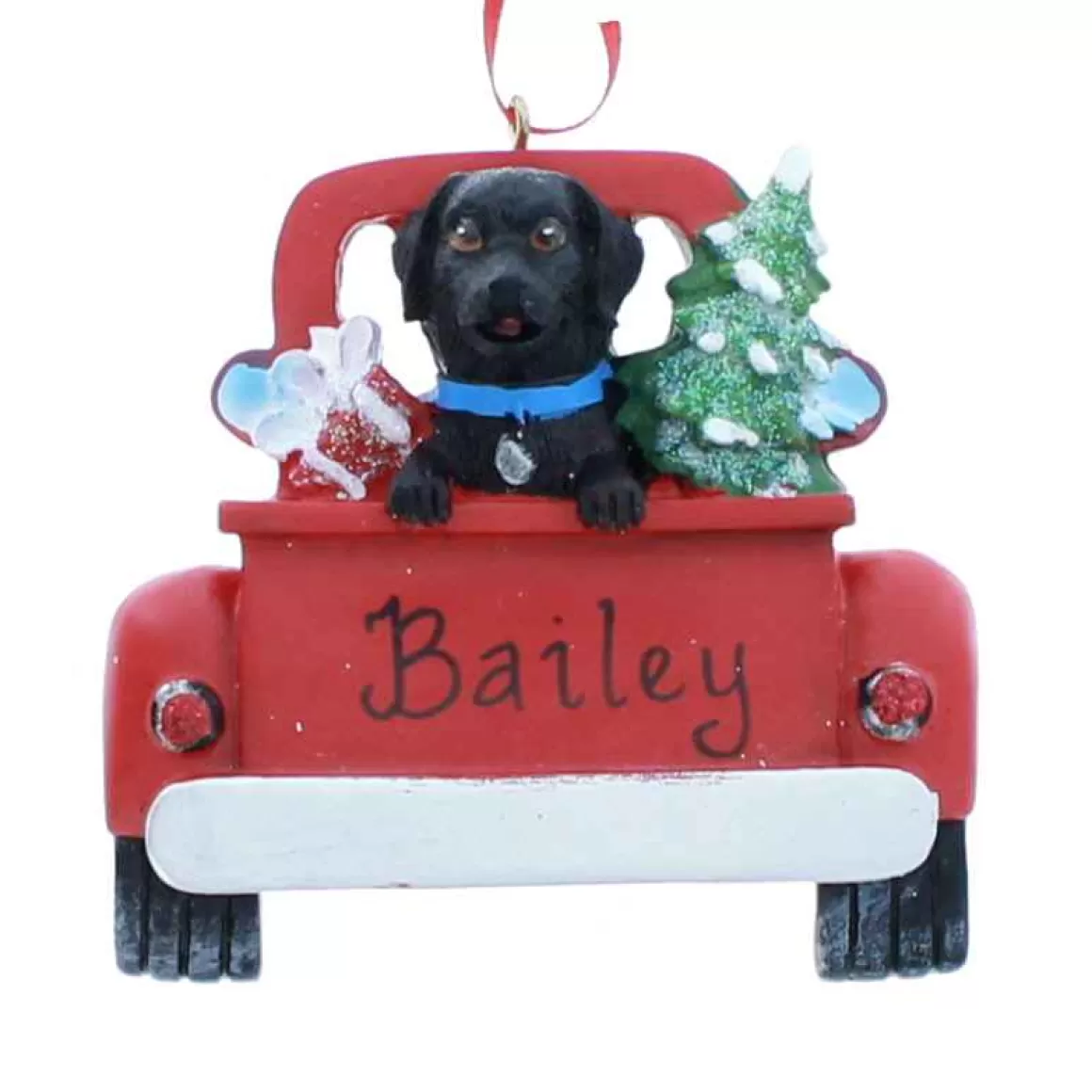 Christmas Place Black Lab In Back Of Truck Ornament Clearance