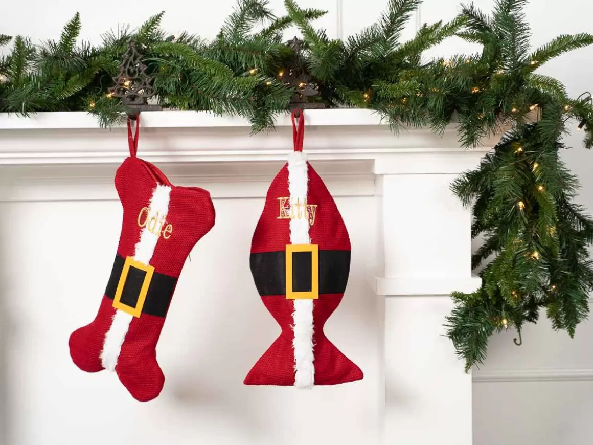 Christmas Place Bone Fish Santa Stocking Clearance