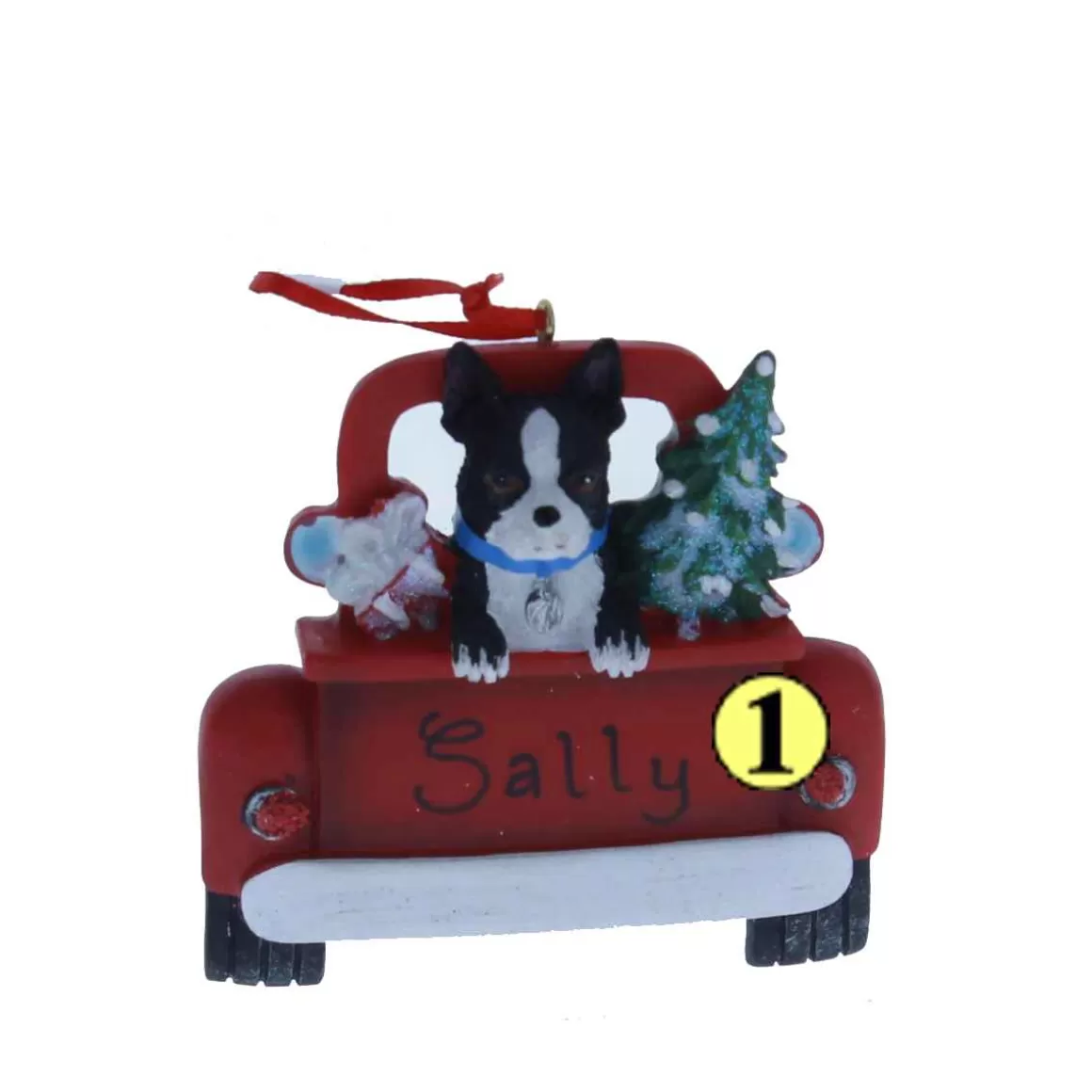 Christmas Place Boston Terrier In Back Of Truck Ornament Store