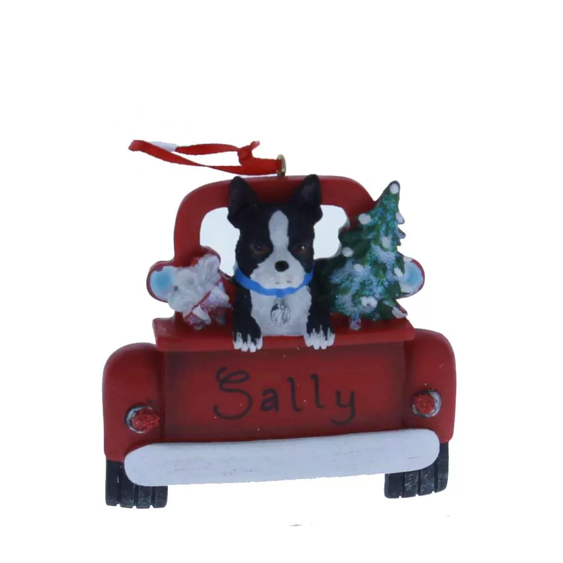 Christmas Place Boston Terrier In Back Of Truck Ornament Store