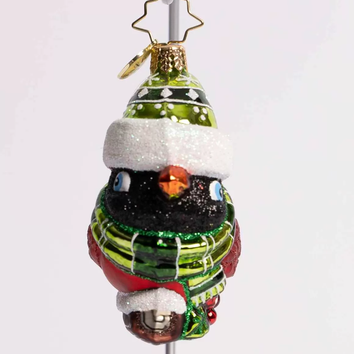 Christmas Place Bundled Up Feathered Friend Glass Gem Ornament Sale