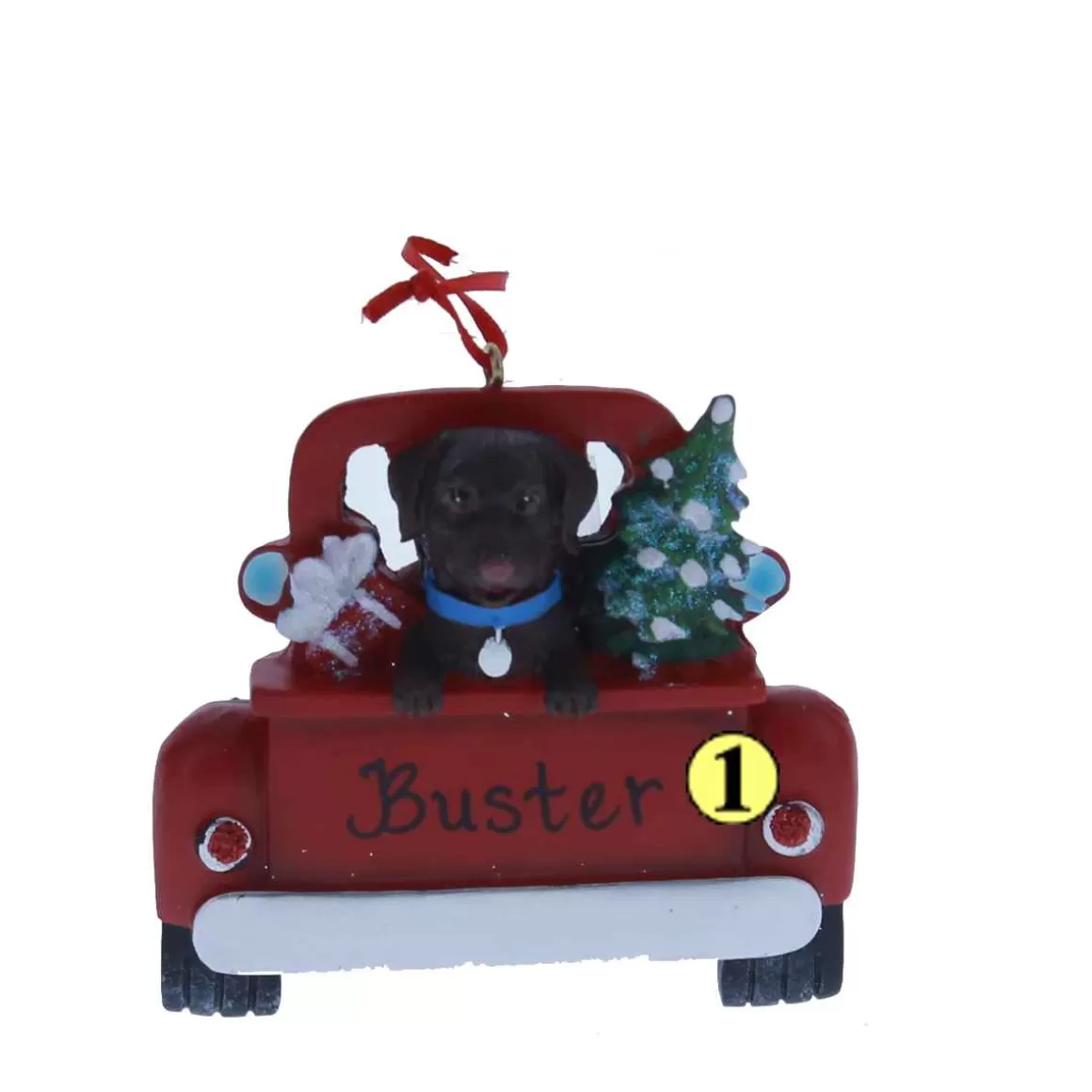 Christmas Place Chocolate Lab In Back Of Truck Ornament Sale