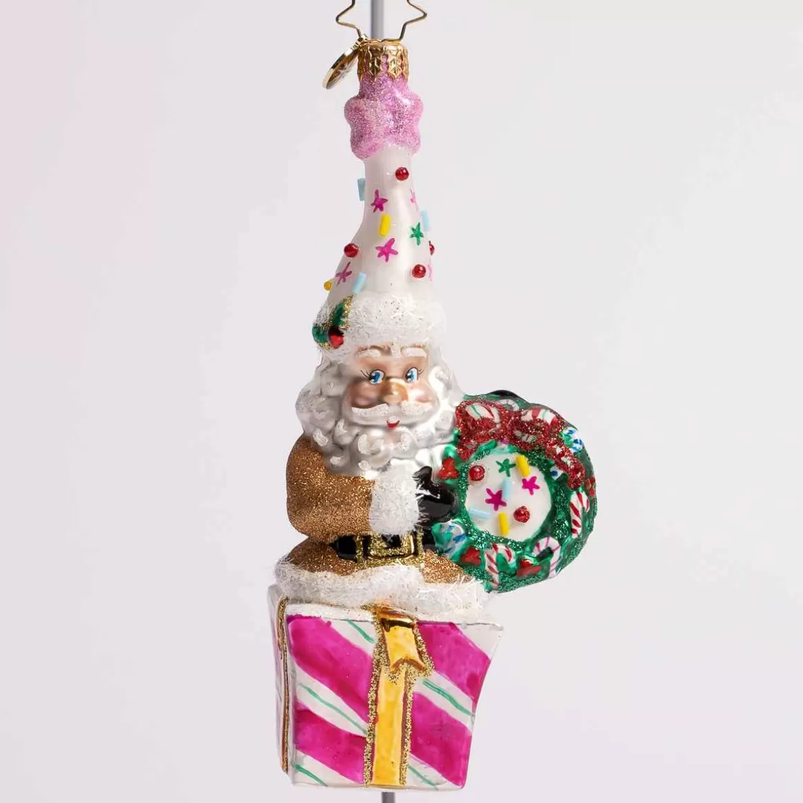 Christmas Place Christmas Confetti Santa Glass Ornament Cheap