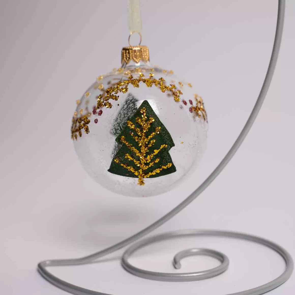 Christmas Place Clear Glass Ball With Tree Cheap