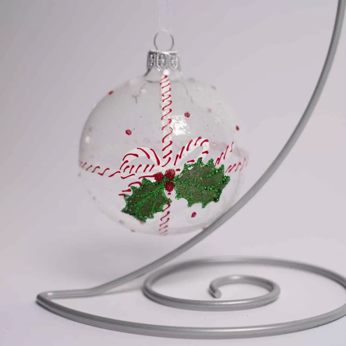 Christmas Place Clear Glass Gift Holly Ball Best Sale