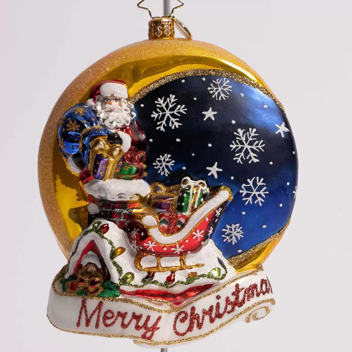 Christmas Place Crescent Moon Christmas Glass Ornament Clearance