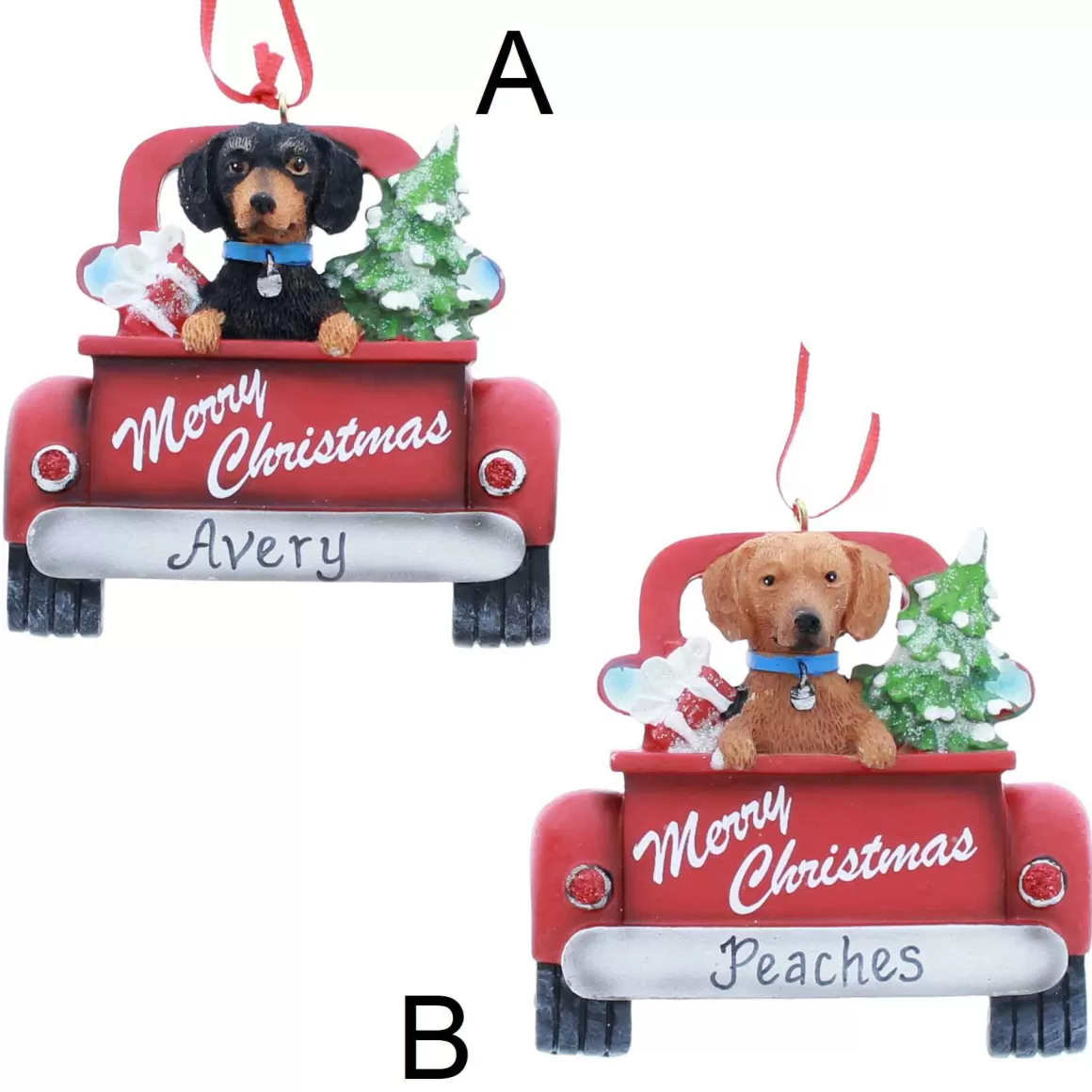 Christmas Place Dachshund In Back Of Truck Ornament New