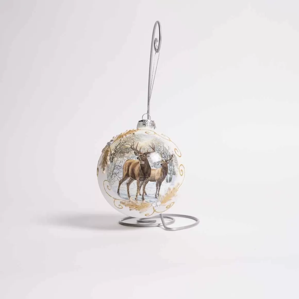 Christmas Place Deer With Winter Scene Glass Ornament Discount